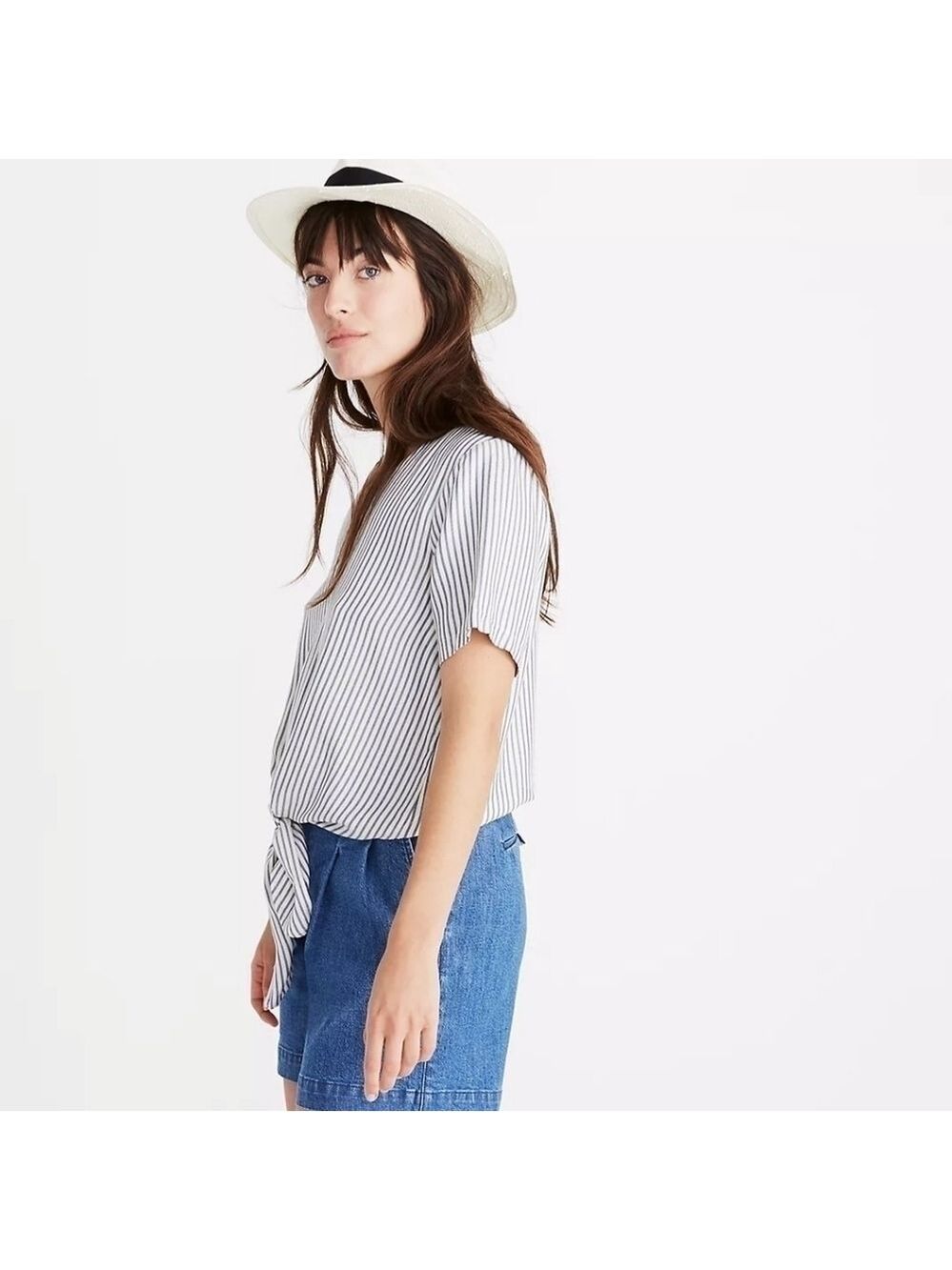 Madewell Novel Tie-Front Top in Stripe - Picture 2 of 7
